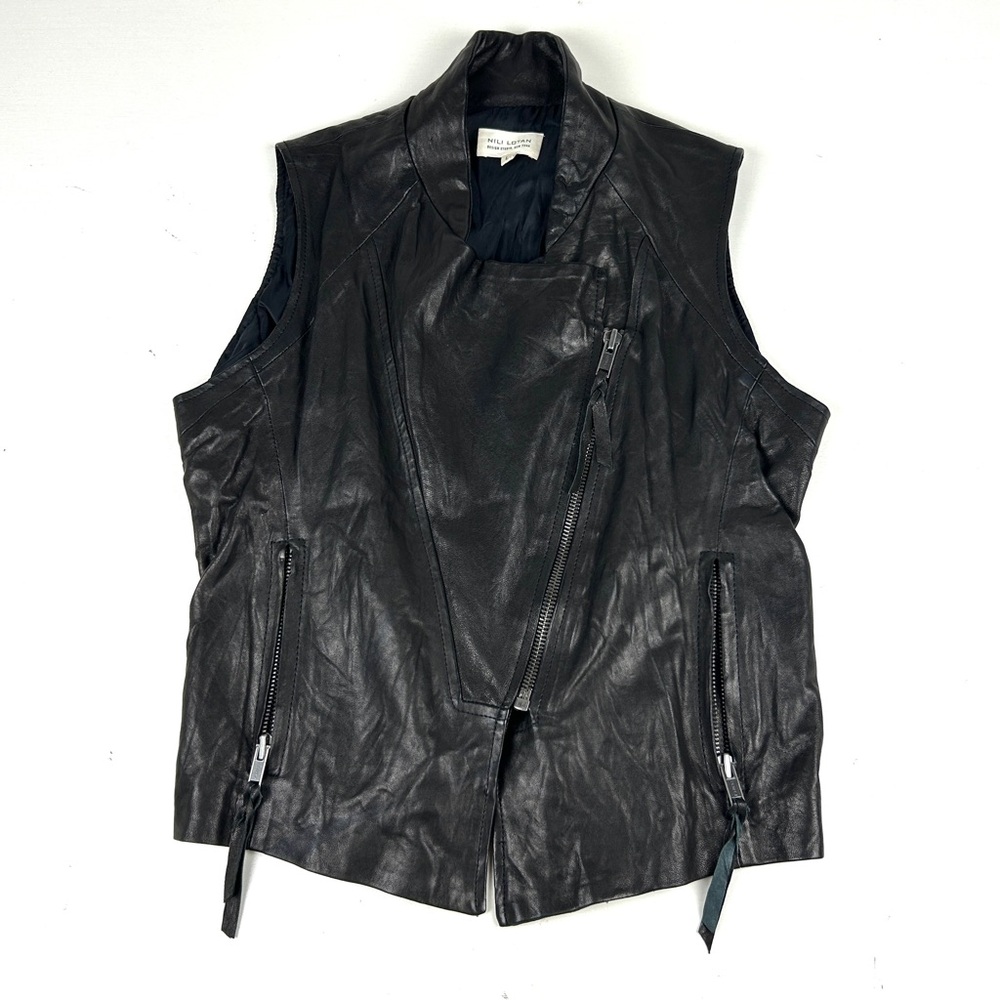 Nili Lotan Charcoal Leather Vest